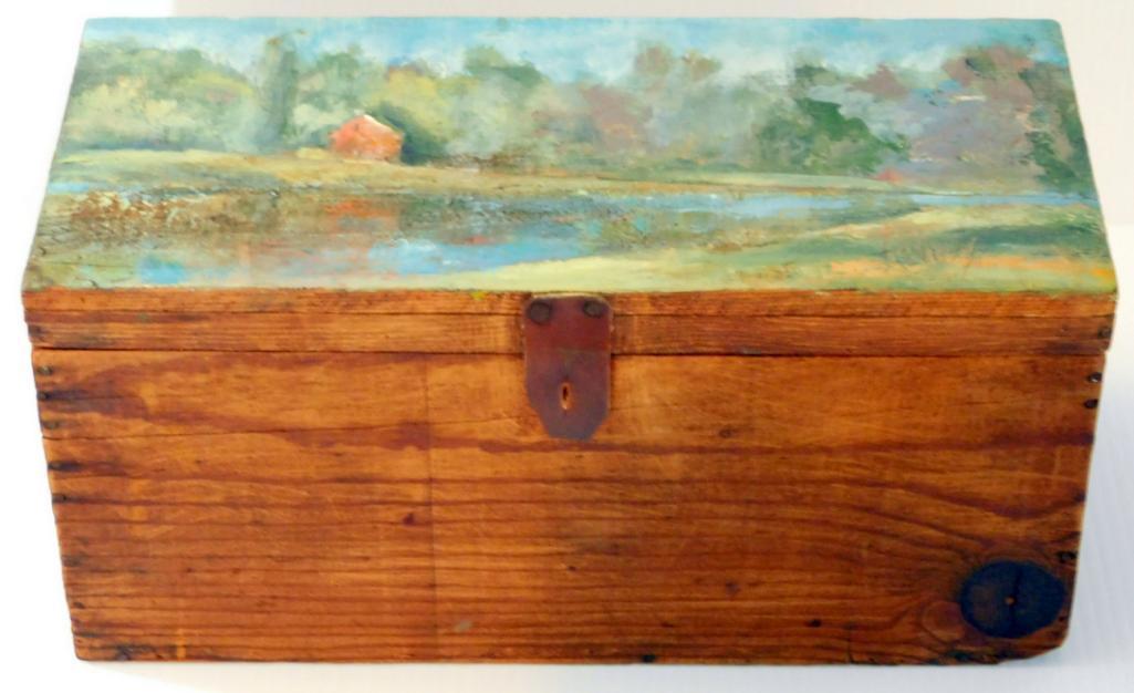 Listed Artist Evelyn Marie Allen Faherty Painted Wooden Box