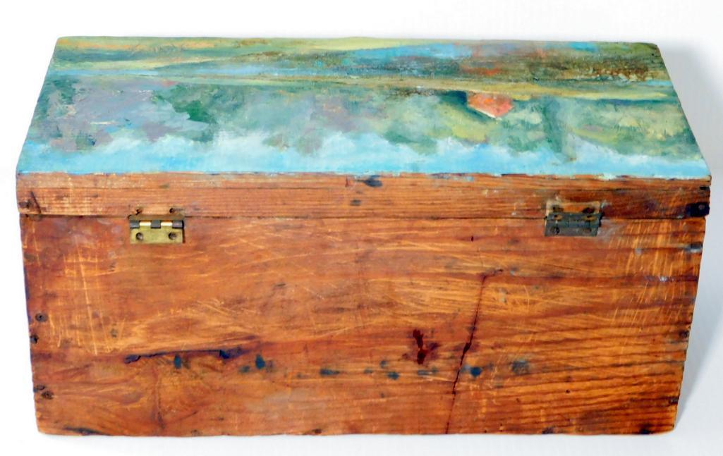 Listed Artist Evelyn Marie Allen Faherty Painted Wooden Box