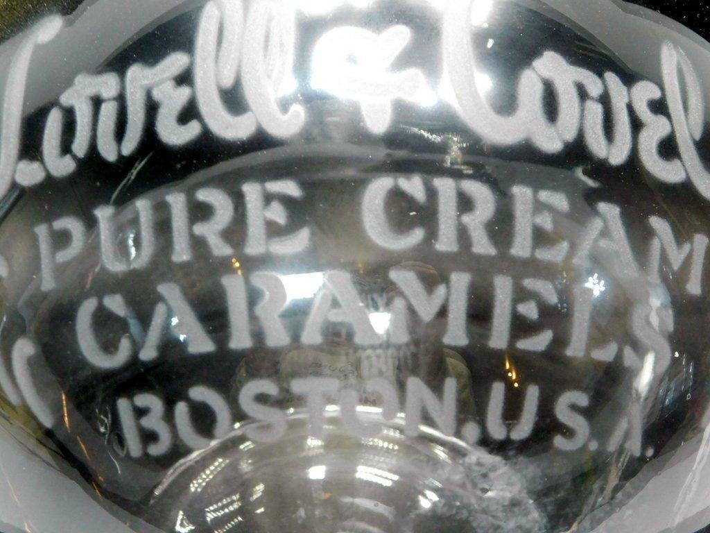 Lovell & Covel Glass Store Counter Candy Jar, 'Pure Cream Caramels,' Boston US.A.