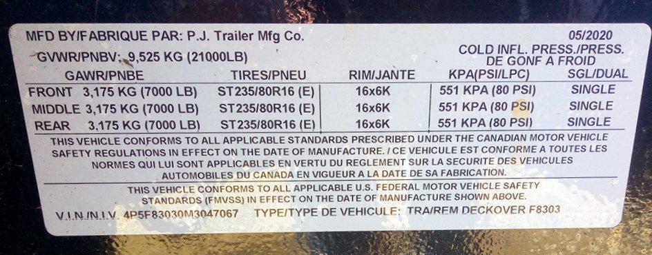 PJ Trailers 30' Bumper Pull Pro Series Triaxle Deckover Trailer