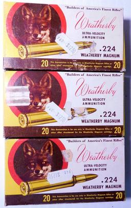 Classic Weatherby .224 Caliber Fox Ammo Boxes, Five