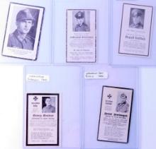 German WWII Military Soldier Death Cards, Five (5)