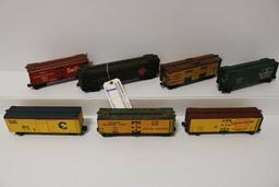 7) O27 gauge box cars - custom - Atlas