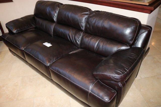 90" dark brown sofa - synthetic leather