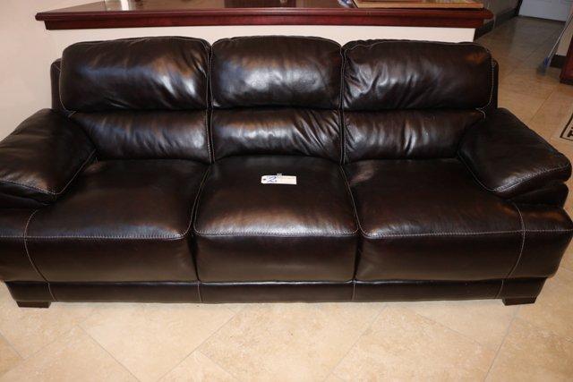 90" dark brown sofa - synthetic leather