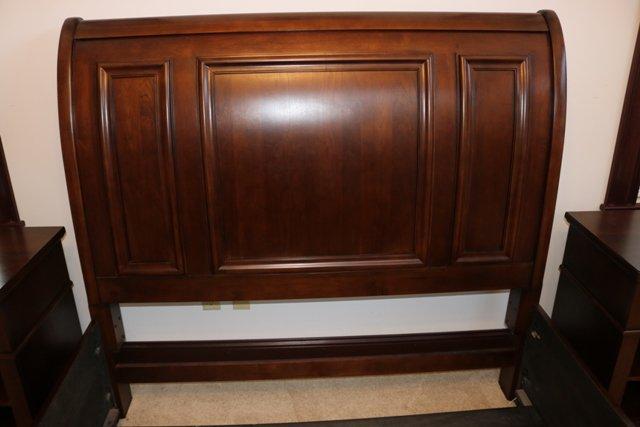 Selling as a set - Samson Queen head and foot boards, 2 matching end tables