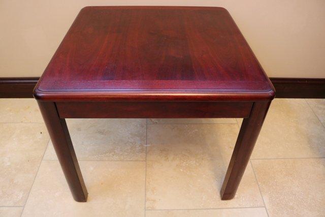 Selling as a set - 3) 24" x 24" cherry finish end table with 24" x 48" coff