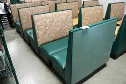Times 3 - Hunter green seat & floral back 4 person booths - no tables
