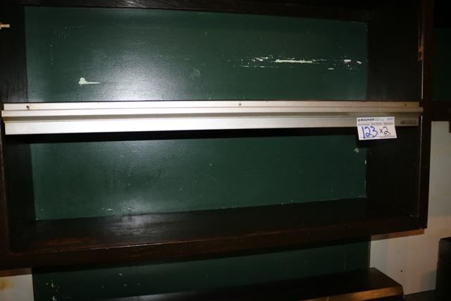 Times 2 - 30" & 44" ticket rails with oak wall mount cabinet