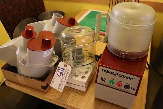 RoboCoupe R2 food processer with new tops and extras