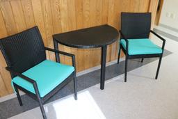 3 piece wicker set with 2 chairs and table