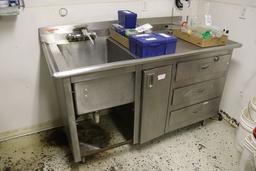 30' x 60' stainless base cabinet with 1 bin sink - 3 drawers