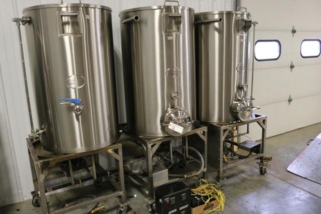 Custom Built Brewing 100-gallon (3-Barrel) stainless brew house w/ 100 gall