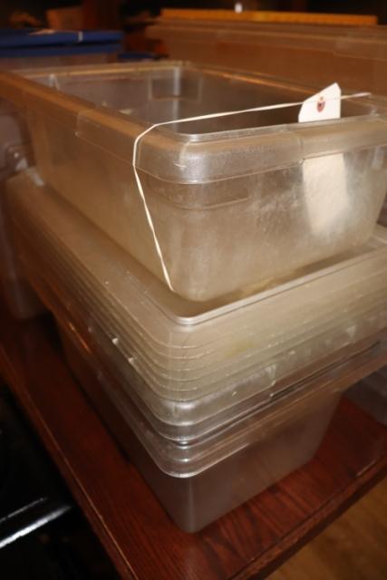 Times 4 - (2) 3.5gal (1) 5gal & (1) 2.5gal acrylic storage containers with