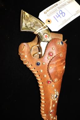 Hubley Cowboy cap gun with holster green grip