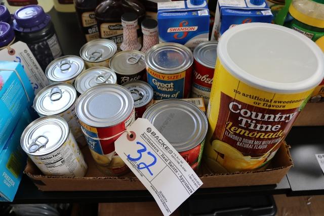 Box flat to go - Misc. canned goods, lemonade, Chicken broth