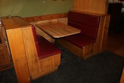 Times 5 - Solid Oak & burgundy vinyl  4 passenger booth openings with table