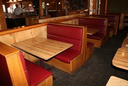 Times 5 - Solid Oak & burgundy vinyl  4 passenger booth openings with table
