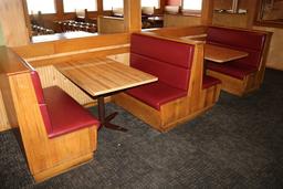 Times 2 - Solid Oak & burgundy vinyl  4 passenger booth openings with table