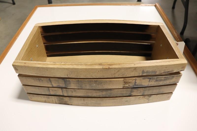 11" x 20" x 2" oak stave wood basket with handles