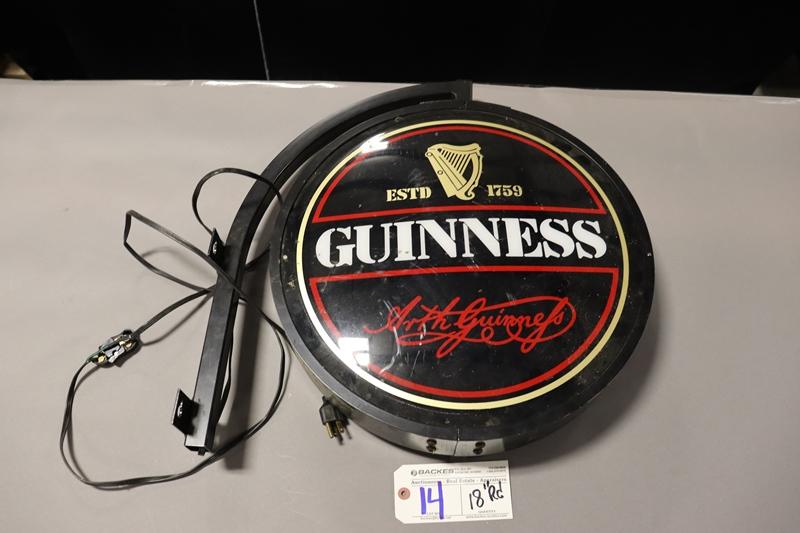 18" Round Guinness wall mount hanging light - needs new power cord