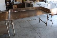 36" x 72" stainless table with open base & 6" left, right, & back splash