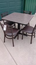 36" x 36" Laminate top dining table with 4 padded chairs - nice set
