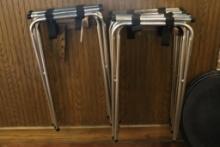 Times 6 - Chrome metal framed service tray stands with 4) 27" oval service