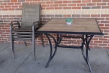 42" x 42" tile style top patio table with 4 chairs