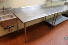 30" x 60" Stainless table with open base & 5" back splash