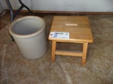 2 gallon crock and stool