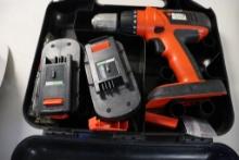 Black & Decker 18v cordless drill - 2 batteries - no chargers