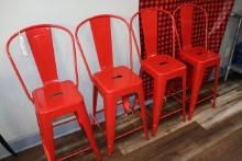 Times 4 - metal red finish bistro styled barstools