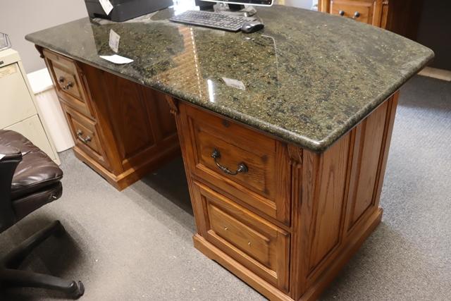 Set to go - 38" x 70" granite top office desk with matching 27" x 96" crede