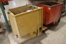 Pair to go - Approx 1/8 yard dump hoppers - 1) excellent cond, 1) bottom ru