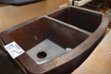 22" x 33" Solid Copper Farm Sink - double bowl