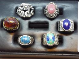 Group of Six Rings - various sizes All .925 Silver Solid Silver