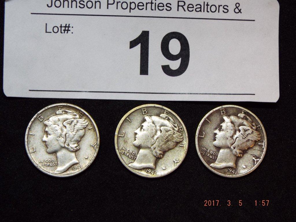 Group of 12 Mercury Dimes