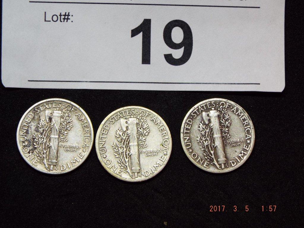 Group of 12 Mercury Dimes