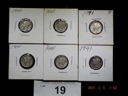 Group of 12 Mercury Dimes