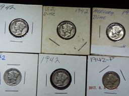 Group of 12 Mercury Dimes