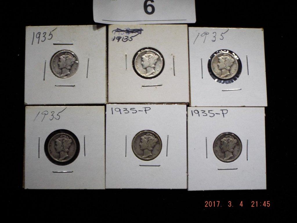 Group of 12 Mercury Dimes