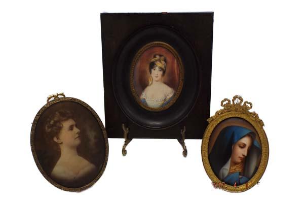 Group of 3 Victorian pictures - hand painted