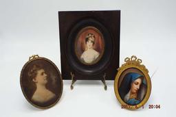 Group of 3 Victorian pictures - hand painted