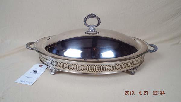 Silver plate covered serving dish