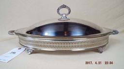 Silver plate covered serving dish
