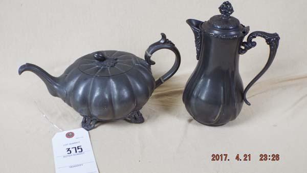 Group of 2 pewter pitchers