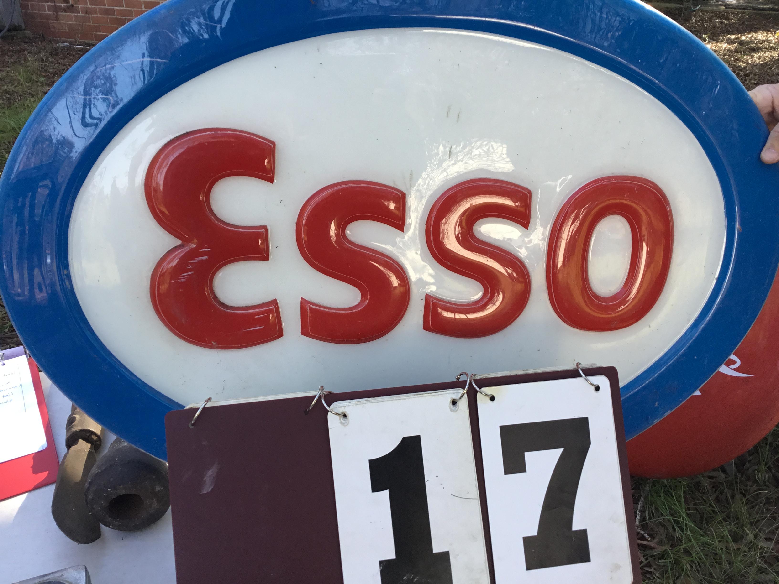 ESSO plastic sign (oval), approx. 24" tall x 33" wide