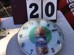 Old Sun Crest drink clock (electric) w/ dome glass, approx. 15" diameter