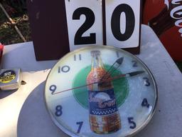 Old Sun Crest drink clock (electric) w/ dome glass, approx. 15" diameter